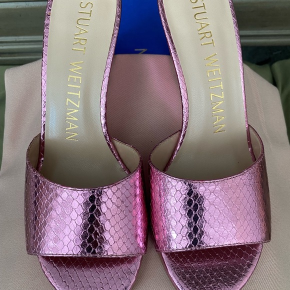 Stuart Weitzman metallic pink wedges sandals shoes 5 - Picture 7 of 7